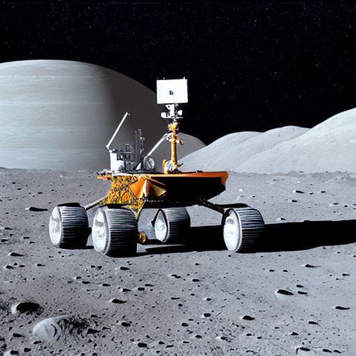 Illustration of a lunar rover driving on the surface of the moon